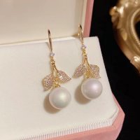 XE221 - Elegant Pearl Drop Angel Earrings