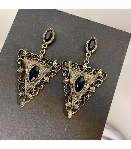 XE224 - Carved Hollow Crystal Earrings