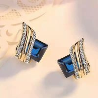 XE236 - Blue Gemstone Wings Earrings