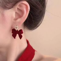 XE257 - Red Bowknot Earrings