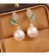 XE292 - Elegant Pearl Leaf Earrings