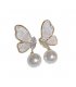 XE300 - Crystal Butterfly Pearl Earrings