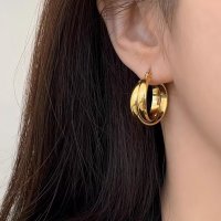 XE302 - Golden Glossy  Hoop Earrings