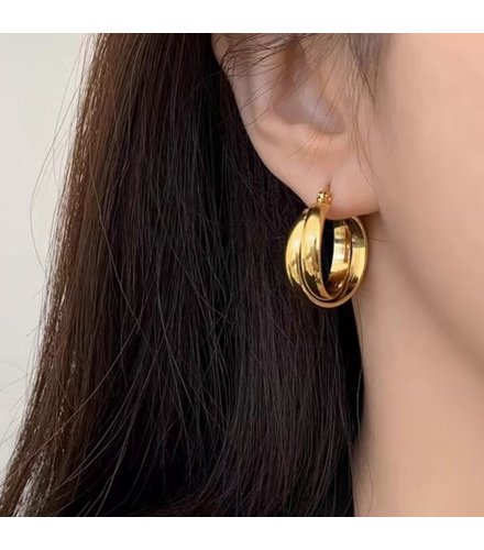 XE302 - Golden Glossy  Hoop Earrings