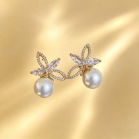 XE307 - French-Style Floral Pearl Earrings