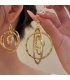 XE323 - Round Threaded Multi-Layer Pendant Hoop Earrings