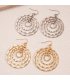 XE323 - Round Threaded Multi-Layer Pendant Hoop Earrings
