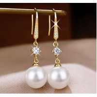 XE324 - Zircon Pearl Ear Hook Earrings