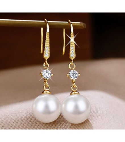XE324 - Zircon Pearl Ear Hook Earrings