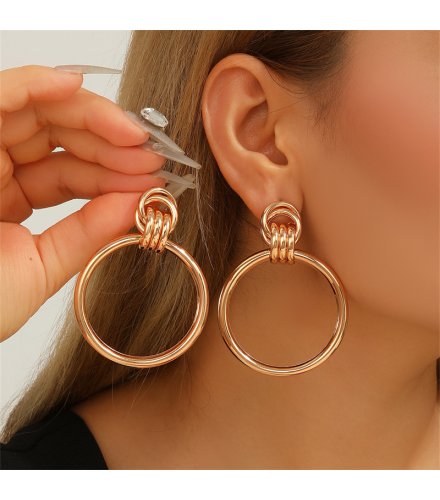 XE331 - European Style Geometric Metal Round Earrings