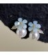 XE335 - Fairy Blue Flower Pearl Earrings for Women