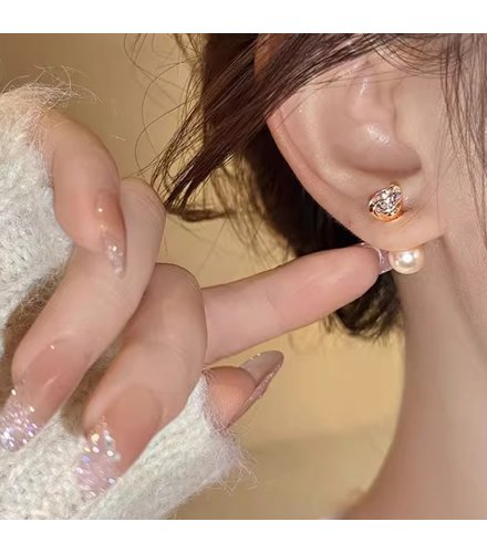 XE336 - White Pearl Zircon Earrings for Women