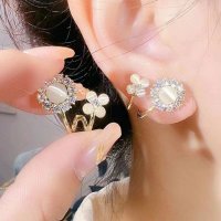 XE337 - Luxury Fashion Cat's Eye Flower Earrings 