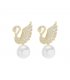 XE344 - Korean Style Diamond Swan Pearl Earrings