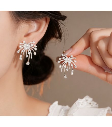 XE357 - Korean Style Fireworks Star Pearl Earrings 