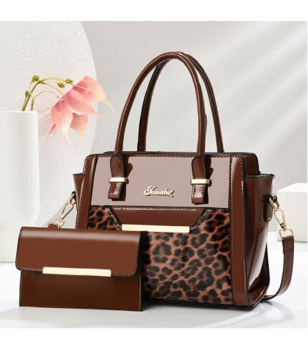 H1914 - Leopard Print 2pc Fashion Handbag Set