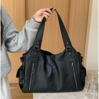 H1970 - Retro Black Textured Tote Handbag