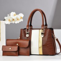 H2054 - Korean Embossed 3pc Handbag Set