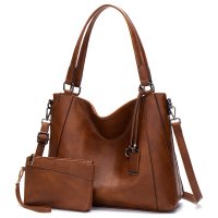 H2097 - Retro Shoulder Brown Bag