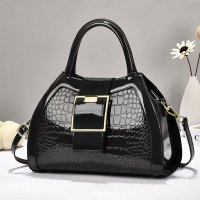 H2135 - Stone Patterned Shiny Leather Handbag