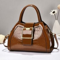 H2136 - Stone Patterned Shiny Leather Handbag