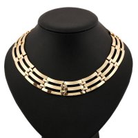 N1590 - metal texture exaggerated necklace