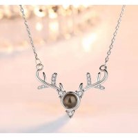 N2466 - Silver Moose Pendant Necklace
