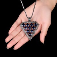 N2554 - Triangular Gemstone Pendant Necklace 