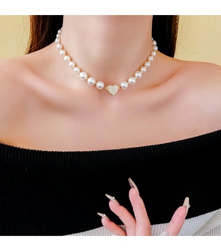 N2655 - Pearl Peach Heart Necklace