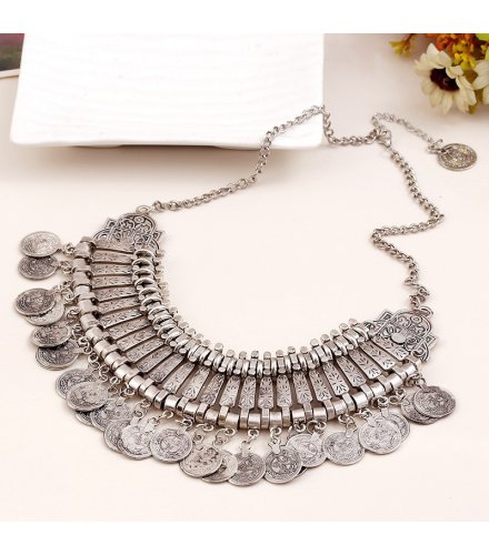 N2663 - Vintage Coin Tassel Necklace