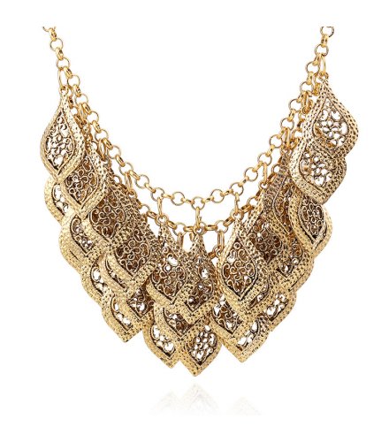N2670 - Layered Tassel Leaf Necklace