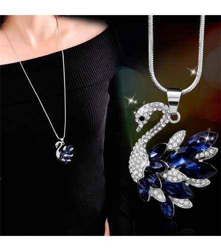 N2675 - Swan Pendant Gemstone Necklace