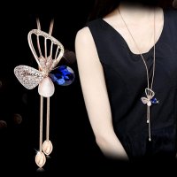 N2679 - Butterfly Pendant Gemstone Necklace