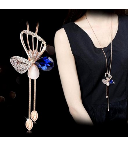 N2679 - Butterfly Pendant Gemstone Necklace