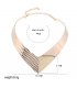 N2690 - V Collar Metal Textured Necklace N2690 - V Collar Metal Textured Necklace