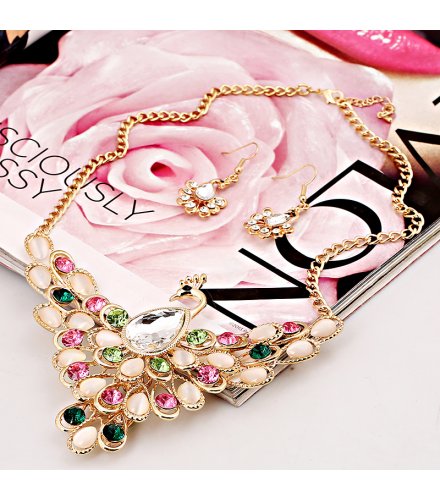 N2693 - Colorful Gem Diamond Peacock Necklace N2693 - Colorful Gem Diamond Peacock Necklace