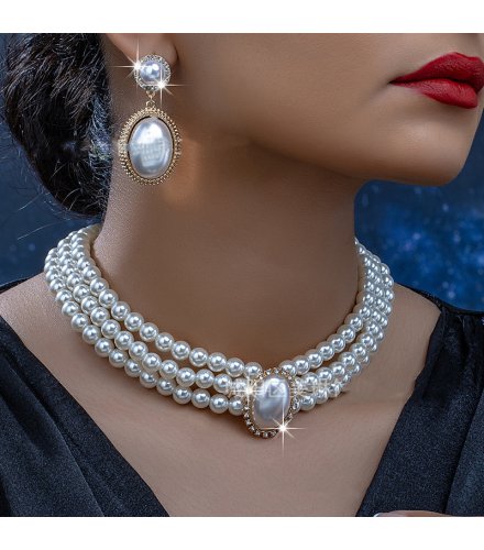 N2701 - Retro Oval Super Flash Pearl Bride Necklace N2701 - Retro Oval Super Flash Pearl Bride Necklace