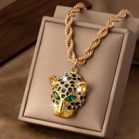 N2702 - Diamond Cheetah Pendant Necklace