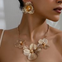 N2706 - Hollow Floral 3pc Necklace Set