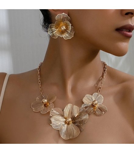 N2706 - Hollow Floral 3pc Necklace Set