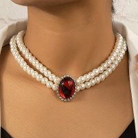 N2708 - Multi-Layer Gemstone Pearl Necklace
