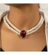 N2708 - Multi-Layer Gemstone Pearl Necklace