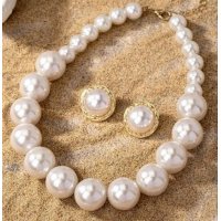 N2709 - French Style Three-piece Pearl Necklace Set