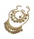 N2715 - American style retro exaggerated moon coin tassel Necklace