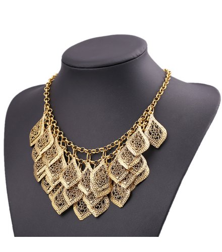 N2716 - Multi-Layer Hollowed-Out Leaf Carving Clavicle Chain