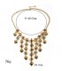 N2721 - Retro Carved Gemstone Tassel Alloy Necklace