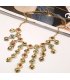 N2721 - Retro Carved Gemstone Tassel Alloy Necklace