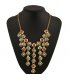 N2721 - Retro Carved Gemstone Tassel Alloy Necklace