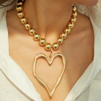 N2734 - Simple round beads love pendant necklace