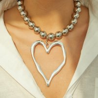 N2735 - Simple round beads love pendant necklace